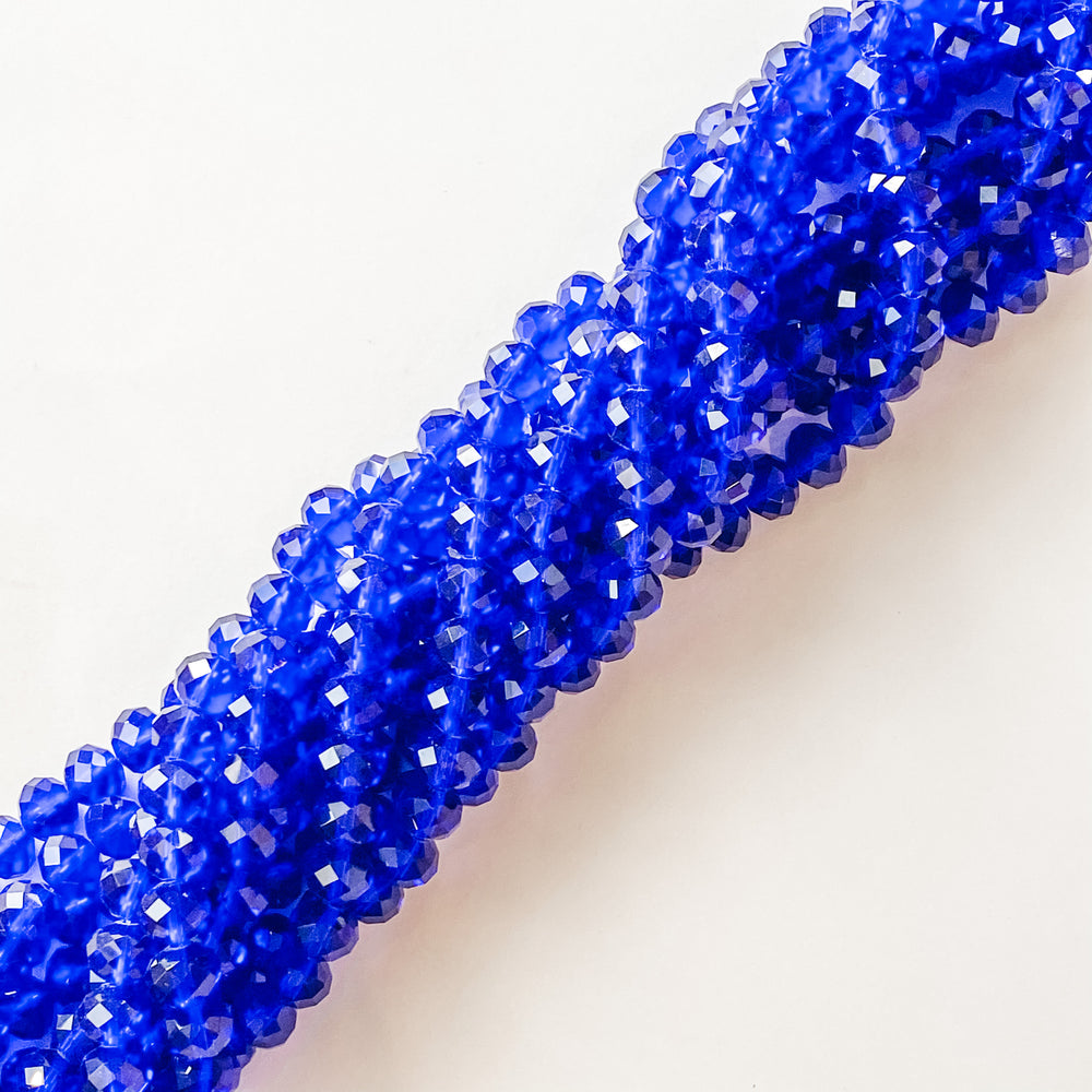 10mm Cobalt Faceted Chinese Crystal Rondelle Strand