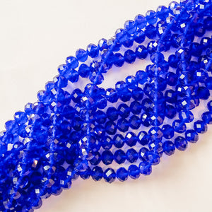10mm Cobalt Faceted Chinese Crystal Rondelle Strand
