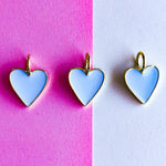 14mm Light Blue Enamel Gold Heart Pendant