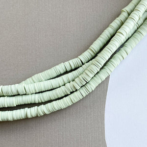 
                
                    Load image into Gallery viewer, 6mm Sage Green Polymer Clay Heishi Strand
                
            
