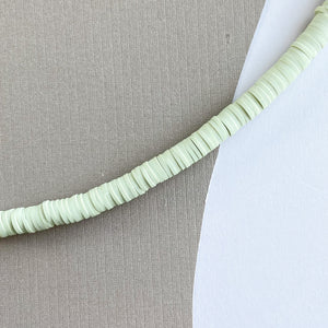 
                
                    Load image into Gallery viewer, 6mm Sage Green Polymer Clay Heishi Strand
                
            