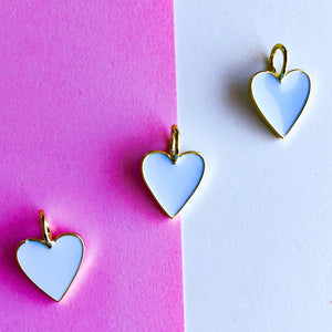 
                
                    Load image into Gallery viewer, 14mm Light Blue Enamel Gold Heart Pendant
                
            