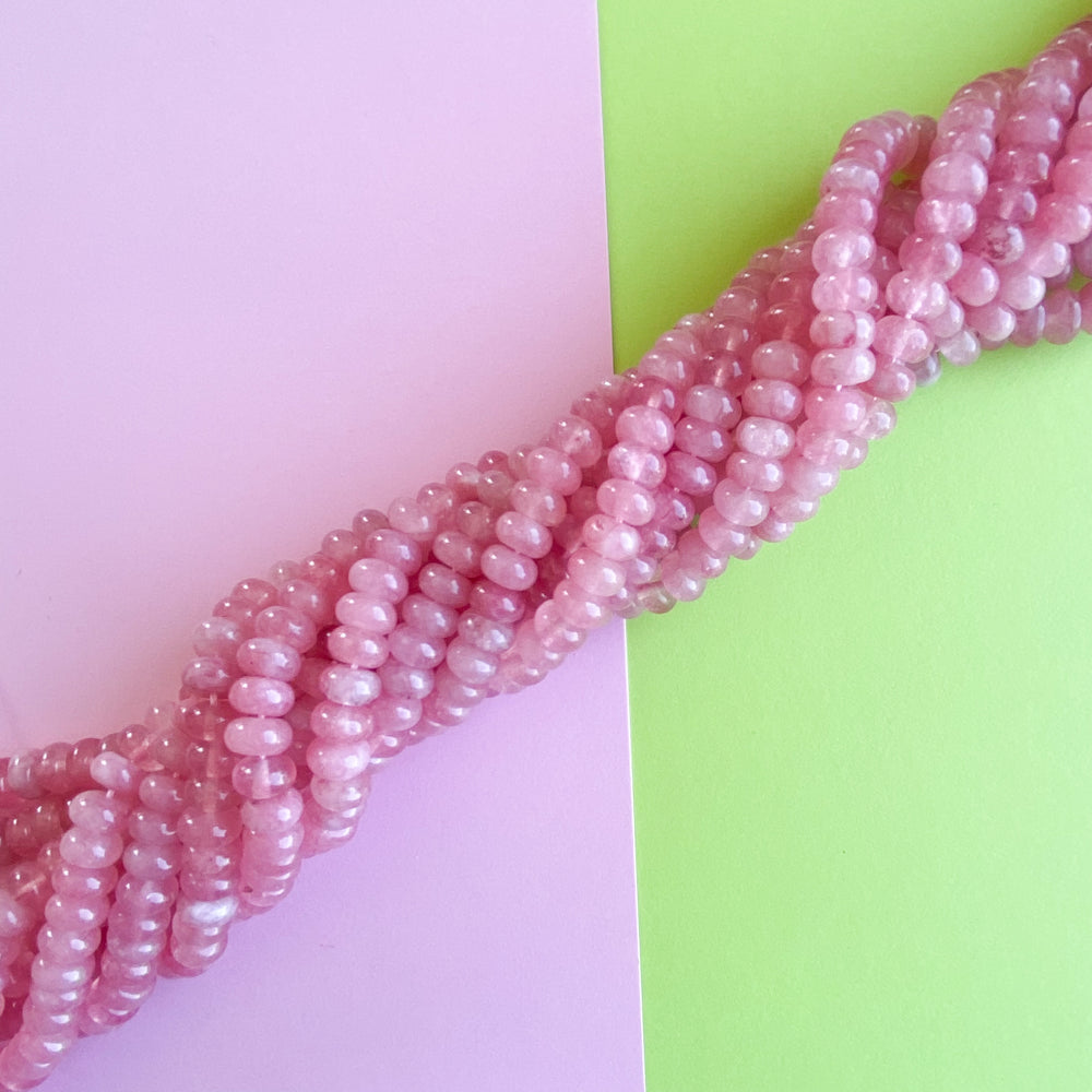 
                
                    Load image into Gallery viewer, 8mm Carnation Smooth Dyed Jade Rondelle Strand
                
            