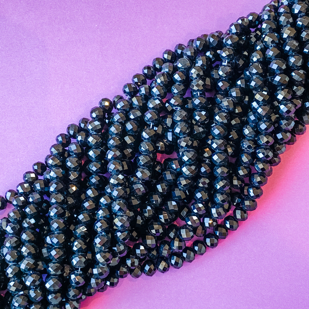 
                
                    Load image into Gallery viewer, 8mm Jet Black Chinese Crystal Rondelle Strand
                
            