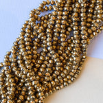 6mm Mirrored Gold Faceted Crystal Rondelle Strand