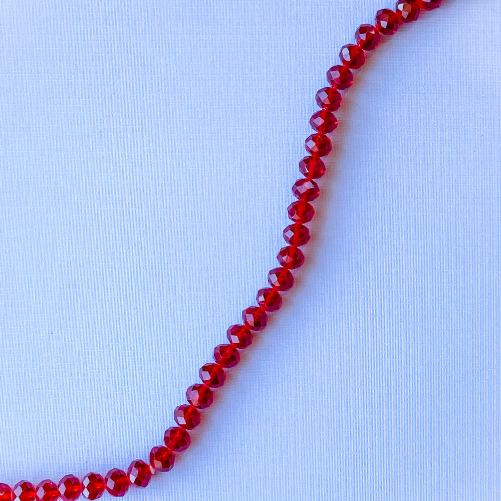 8mm Translucent Red Faceted Chinese Crystal Strand
