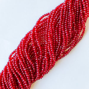 4mm Ruby Faceted Crystal Rondelle Strand