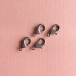 15mm Brushed Gunmetal Lobster Claw Clasp - 4 Pack