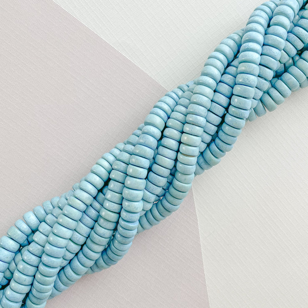 8mm Denim Wood Rondelle Strand