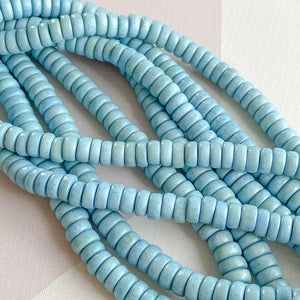 8mm Denim Wood Rondelle Strand
