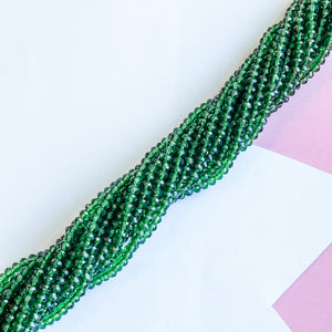 4mm Translucent Kelly Green Faceted Chinese Crystal Rondelle Strand