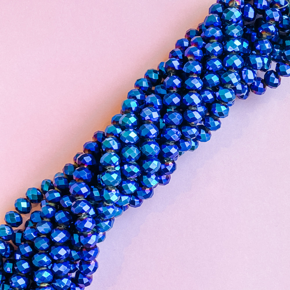 10mm Wizard Blue Faceted Crystal Rondelle Strand