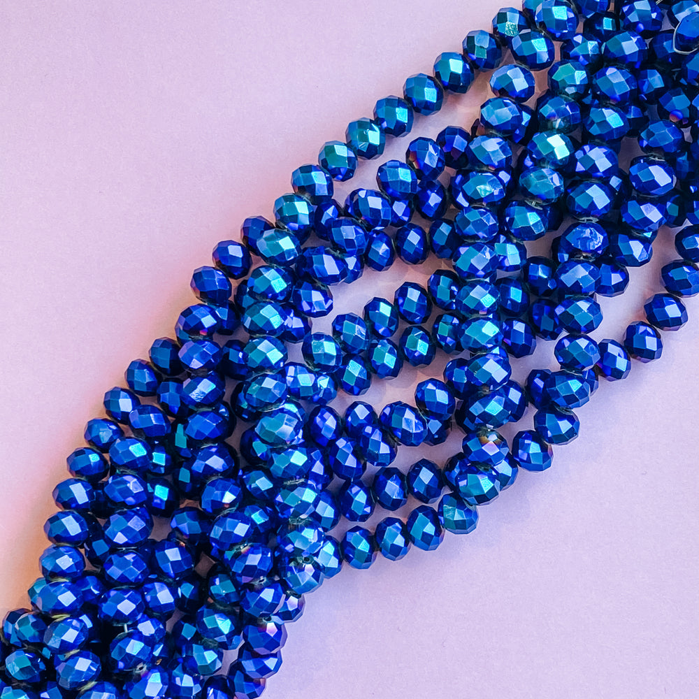 10mm Wizard Blue Faceted Crystal Rondelle Strand - Beads, Inc.