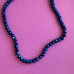 8mm Wizard Blue Faceted Crystal Rondelle Strand