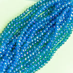 8mm Mermaid Blue Faceted Crystal Rondelle Strand