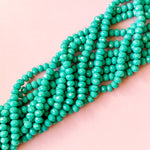 8mm Opaque Turquoise Faceted Crystal Rondelle Strand