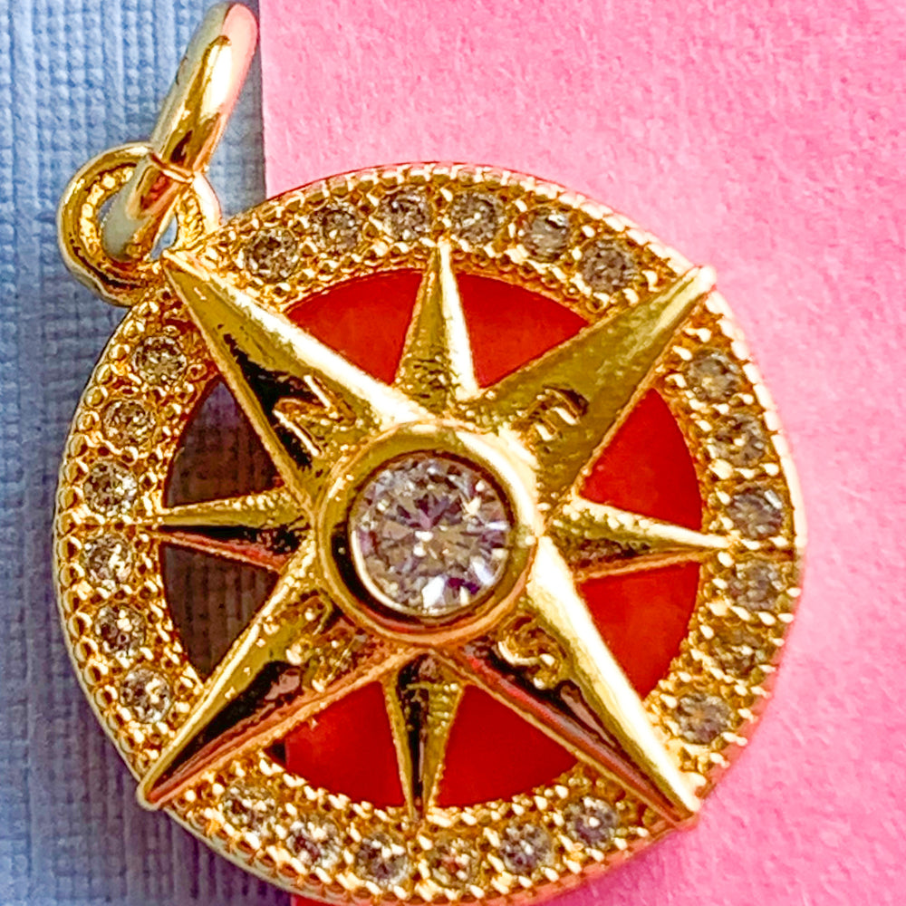 
                
                    Load image into Gallery viewer, 16mm Pave Gold Compass Charm
                
            