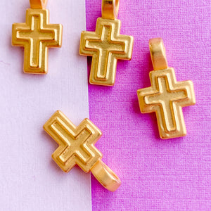 
                
                    Load image into Gallery viewer, 11mm Brushed Gold Cross Cross Charm
                
            