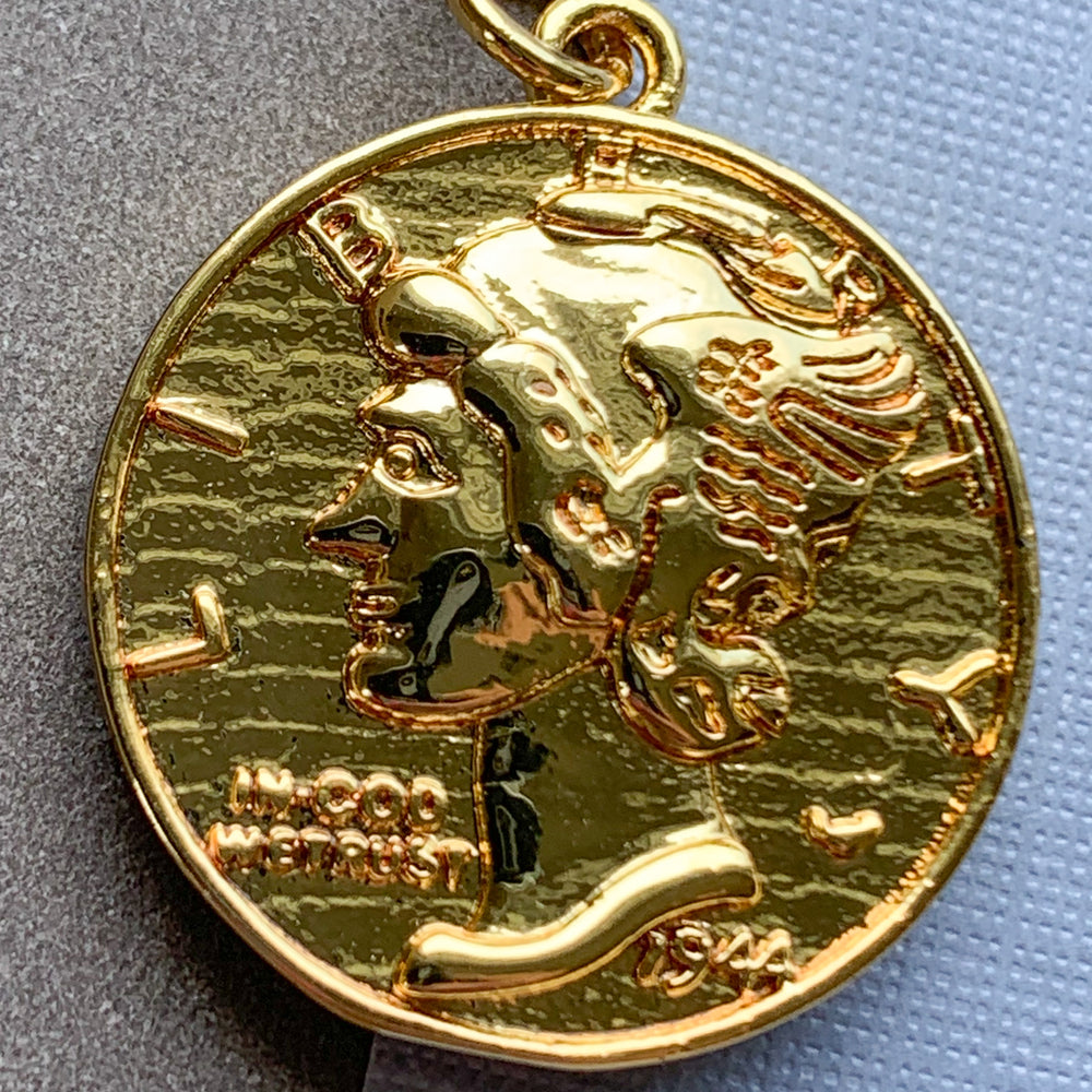 24mm Gold Grecian Liberty Coin Charm