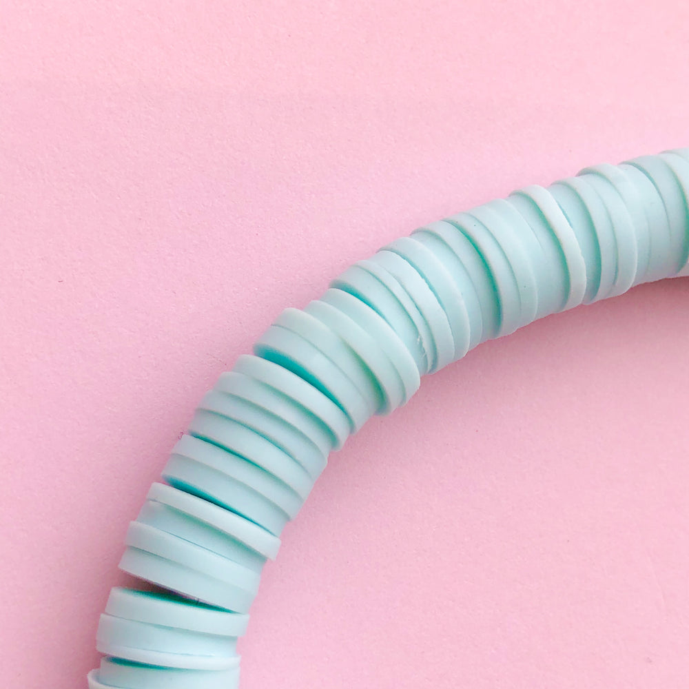8mm Half Moon Blue Polymer Clay Heishi Strand - Beads, Inc.