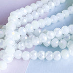 10mm Diamond Finish Arctic White Faceted Chinese Crystal Rondelle Strand