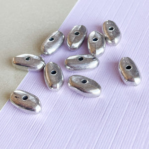 12mm Silver Pewter Oblong Bean - 10 Pack - Beads, Inc.