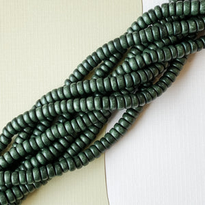 8mm Forest Green Wood Rondelle Strand