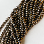 8mm Metallic Ore Faceted Crystal Rondelle Strand