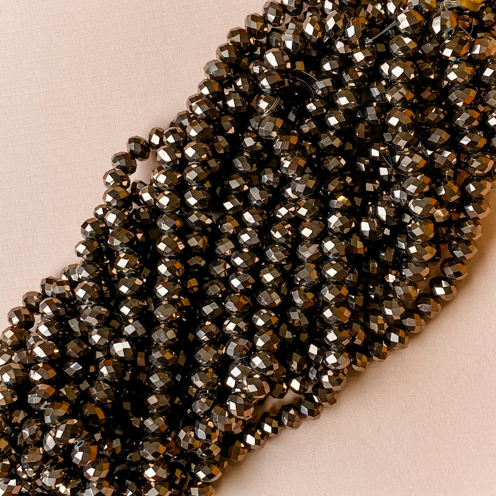 8mm Mink Opaque Faceted Chinese Crystal Strand