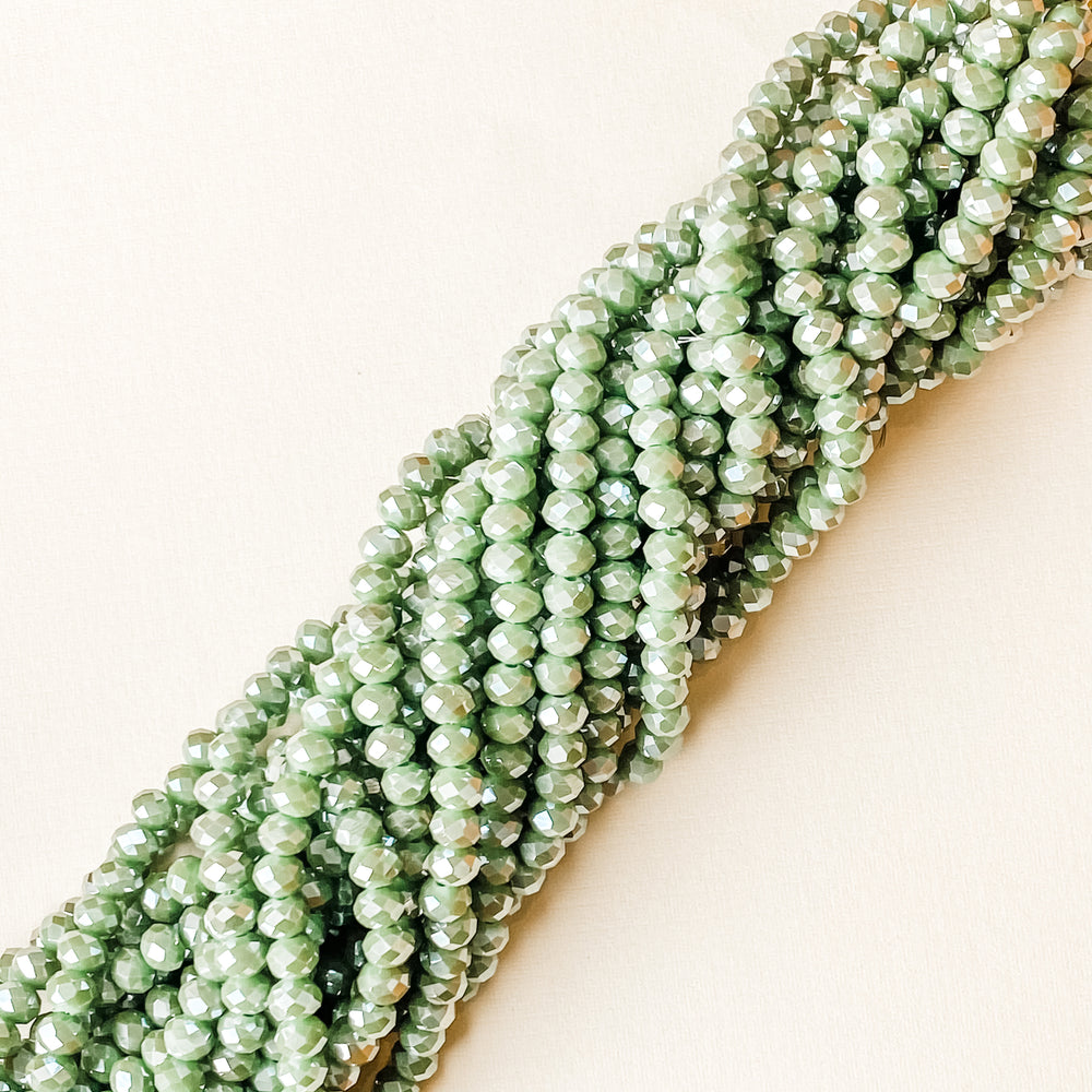 6mm Mystic Lime Faceted Crystal Rondelle Strand