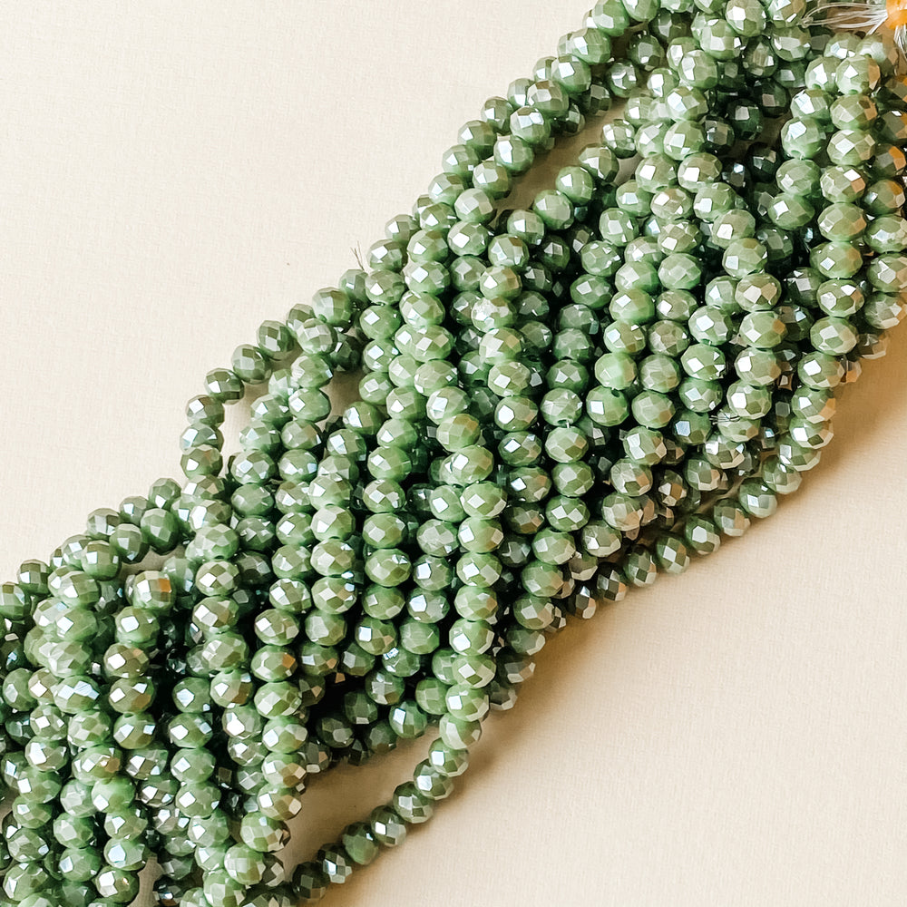 6mm Mystic Lime Faceted Crystal Rondelle Strand