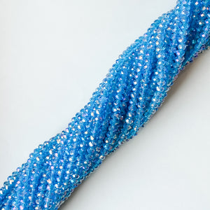 6mm Mermaid Blue Faceted Crystal Rondelle Strand