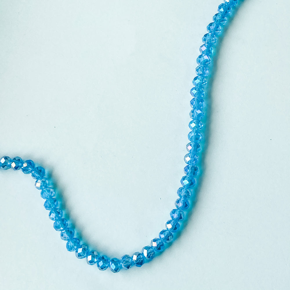 6mm Mermaid Blue Faceted Crystal Rondelle Strand