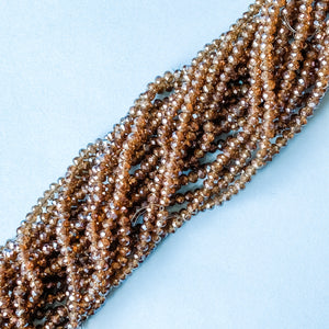 4mm Iridescent Chocolate Brown Crystal Rondelle Strand
