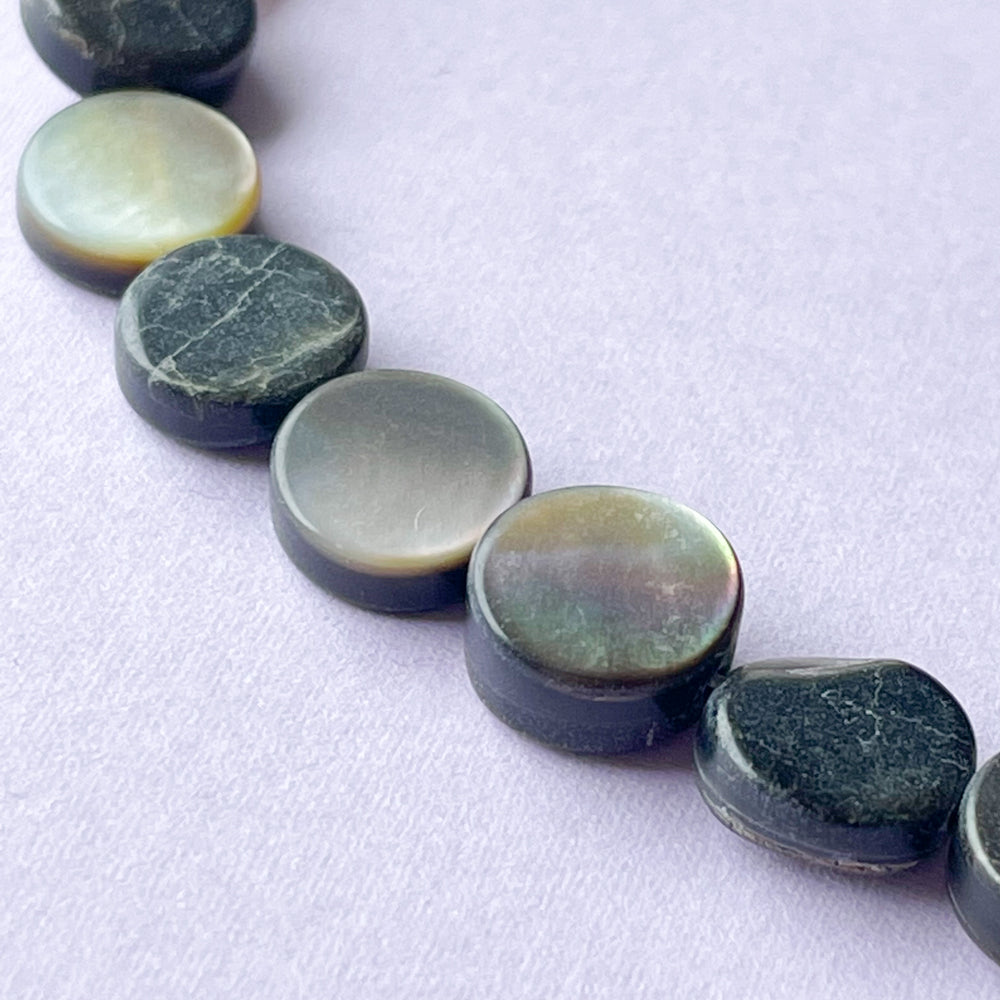 9mm Black Mother Of Pearl Coin Strand