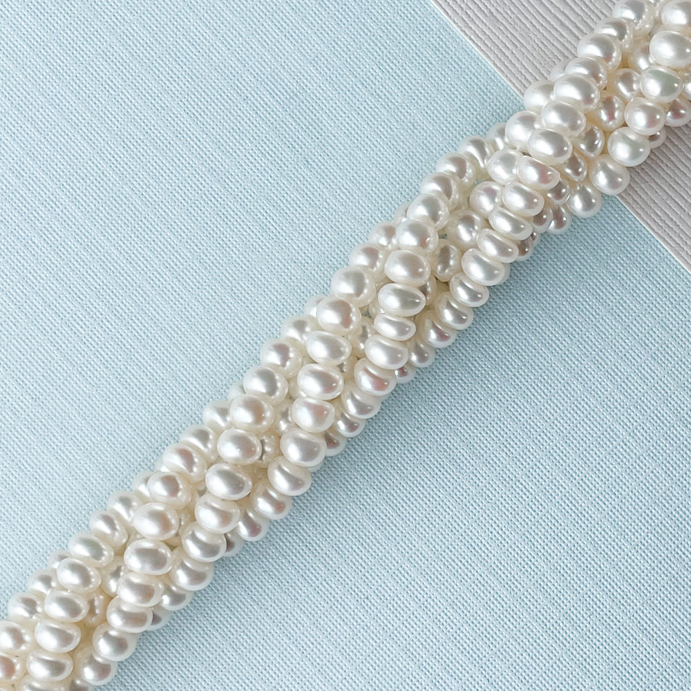 5mm White Freshwater Button Pearl Strand