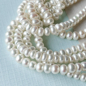 5mm White Freshwater Button Pearl Strand