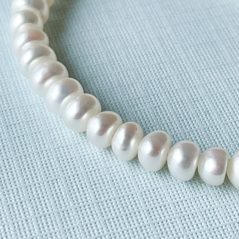 5mm White Freshwater Button Pearl Strand