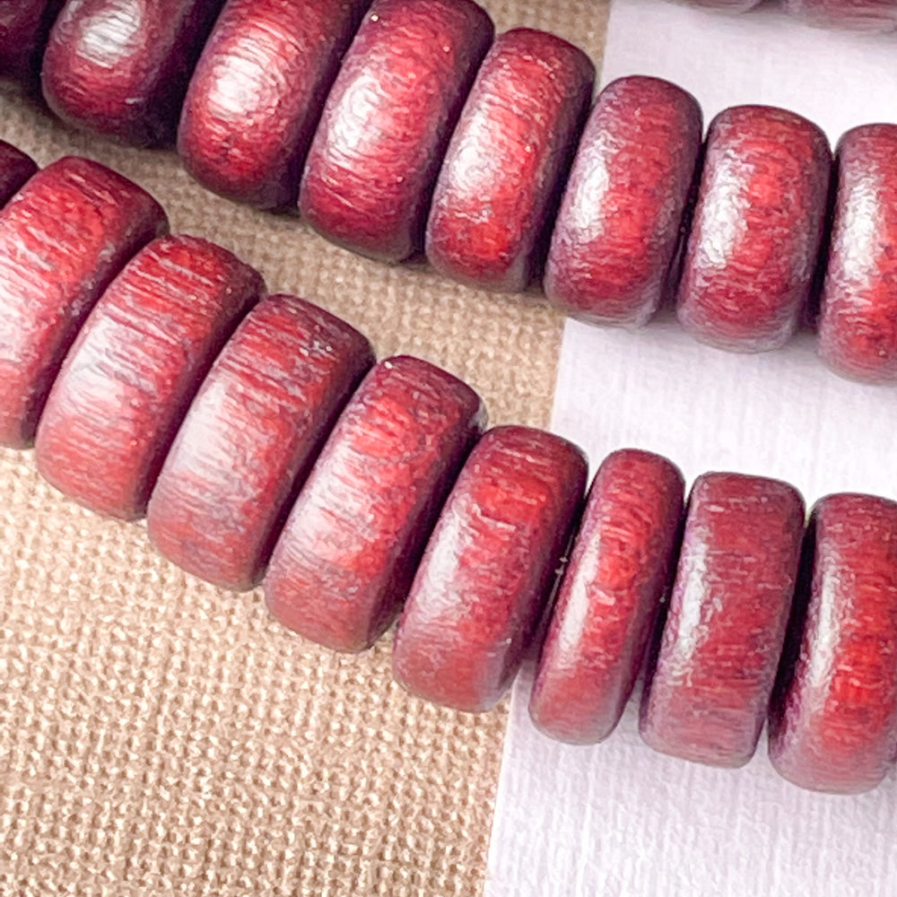 8mm Mahogany Wood Rondelle Strand