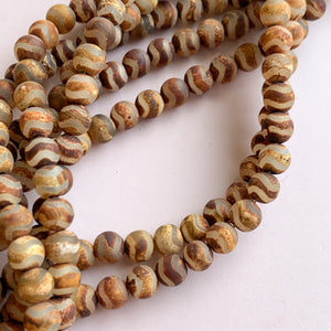 6mm Smooth Matte Rust DZI Agate Rounds Strand