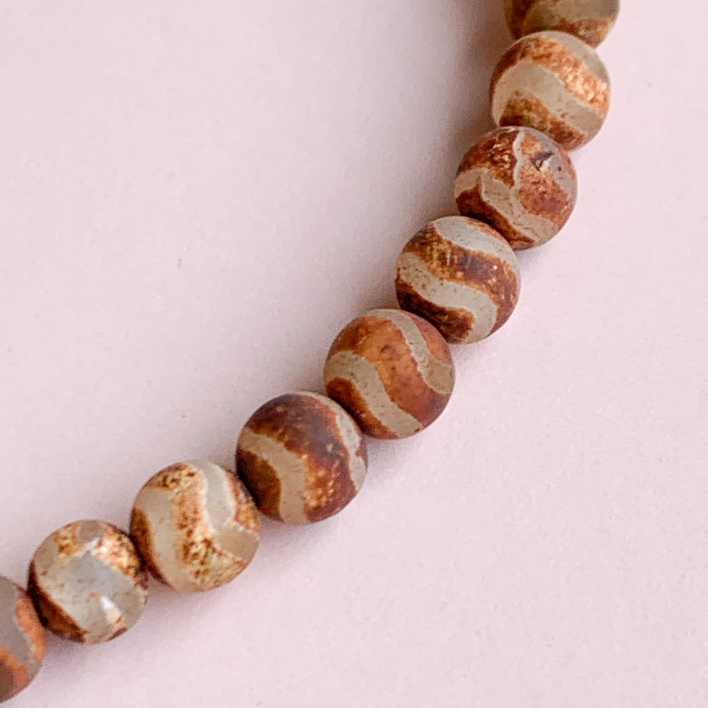 6mm Smooth Matte Rust DZI Agate Rounds Strand