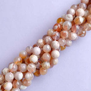12mm Smooth Blossom Agate Rounds Strand