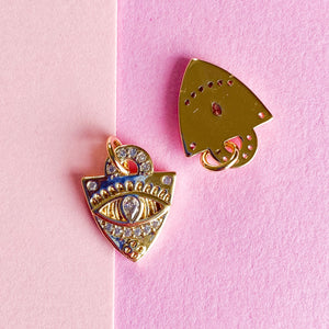 
                
                    Load image into Gallery viewer, 12mm Shiny Gold Pave Shield Charm
                
            