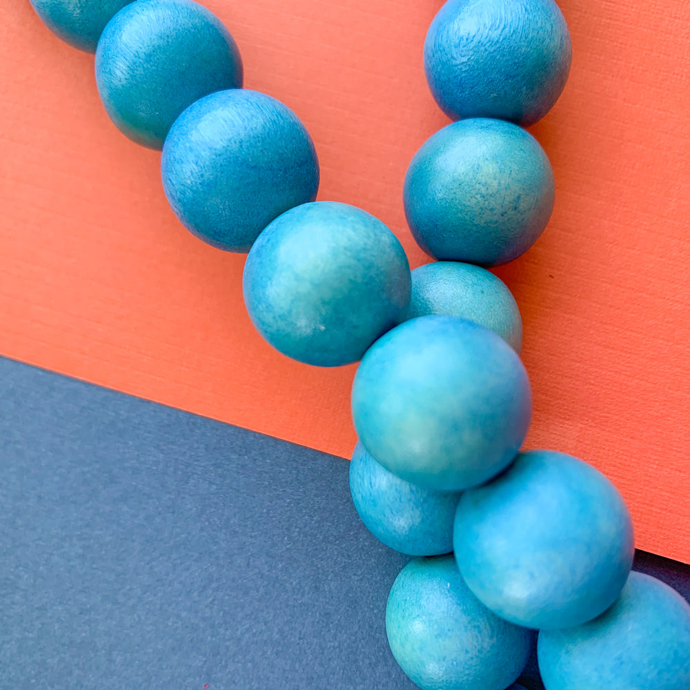 16mm Sky Blue Wood Rounds Strand