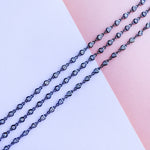 4mm Black Plated Heart Crystal Bezel Linked Chain