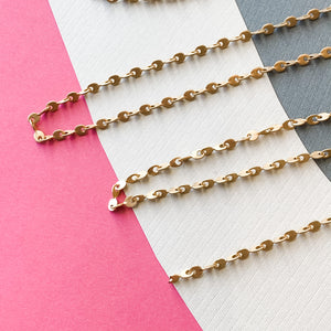 
                
                    Load image into Gallery viewer, 3mm Pinched Loop Brushed Gold Chain
                
            