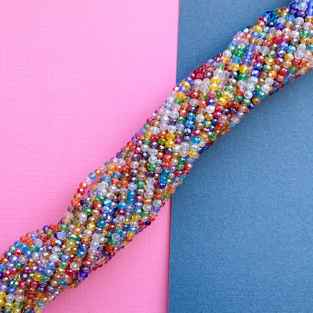 4mm Festival Translucent Faceted Chinese Crystal Rondelle Strand