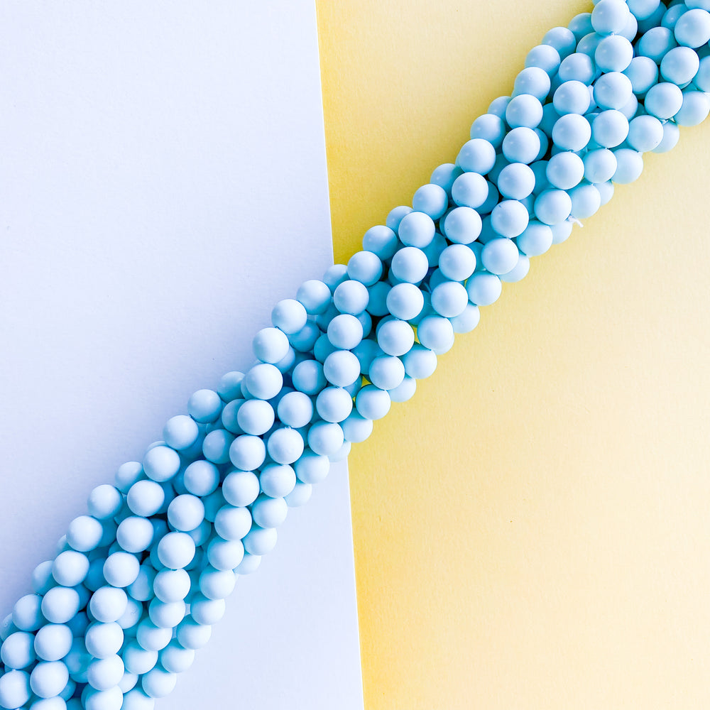 8mm Turquoise Coated Mother of Pearl "Shell Pearl" Round Strand