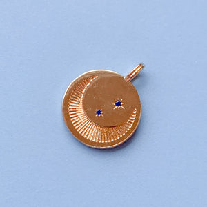 18mm Electroplated Gold Moon & Pave Stars Charm