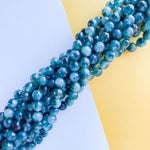 12mm Dark Teal Agate Faceted Round Strand